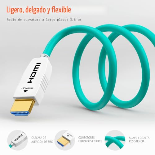 RUIPRO HDMI 2.1 Cable 8K 15M Fiber Optic Ultra High Speed 48Gbps, Supports 8K@60Hz, 4K@120Hz, Dynamic HDR, eARC, HDCP 2.2, Compatible with PS5, Xbox, TV, Projector, Monitor, Home Cinema