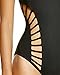 EVALESS Women's Floral Printed One Piece Monokini Cut Out Bandage Swimsuit Black X-Large