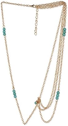 Fayon Designer Modern Golden Chain with Green Beads Headgear
