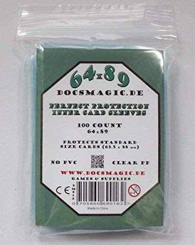 docsmagic.de100 Perfect Protection Inner Card Sleeves Clear - 63,5 x 88 Standard Size 64 x 89
