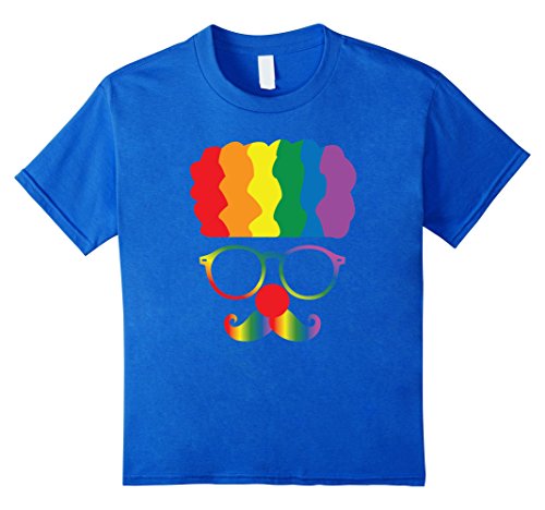 Hipster Clown Rainbow Hair Glasses Red Nose Day Shirt