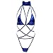 Fashion Story Women's Sexy Clubwear Faux Leather Lingerie Set Blue
