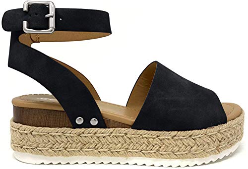 SODA-Topic-Topshoe-Avenue-Womens-Open-Toe-Ankle-Strap-Espadrille-Sandal-85-M-US-Black-New