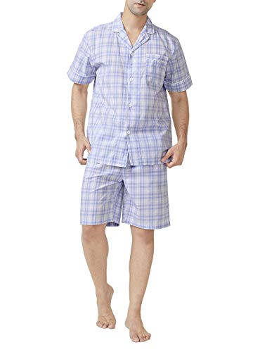 Mens Pyjama Set Short Sleeve Cotton 