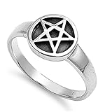Sterling Silver Women's Star Pentagram Ring (Sizes 5-10)