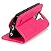 LG G3 Vigor case, LG G3 Mini case, E LV LG G3 Mini case cover - Deluxe Classic PU Leather Flip Wallet Case Cover for LG G3 Mini D725 with 1 Black Stylus - Hot Pink