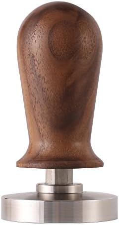 Espresso Coffee Tamper 54mm with Stainless Steel Flat Base and Black Walnut Handle