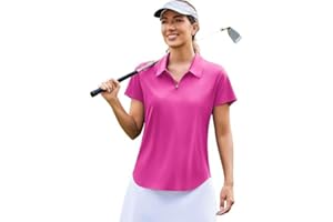 PINSPARK Womens Golf Shirts Short Sleeve Polo Moisture Wicking Tops V-Neck with Collar Shirts Tennis Outfits