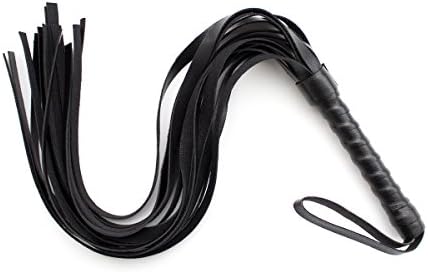 Xelue FF Fashion Black 55 cm Soft Faux Leather Whips with Braided Hand Floggers for Cosplay Kit Sports Toy