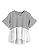 ROMWE Women's Loose Ruffle Hem Short Sleeve High Low Peplum Blouse Top Striped Large