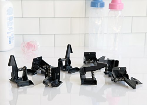 Child Safety Cabinet Locks - Latches by Safe-Latch - Strong 3M Adhesive - No Tools, Drilling, Screws or Magnets to Misplace - Baby Proof Drawers, Cabinets (8 pack locks and upgraded catchers) Black