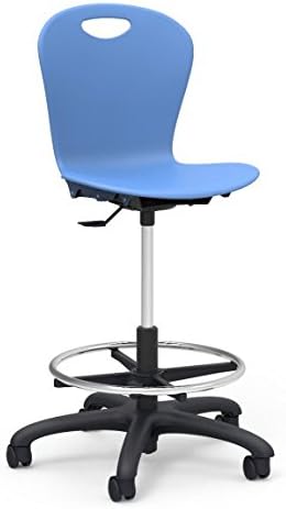 Virco Lab Stool, Sky Blue, Soft Plastic Shell, Adjustable Seat Height, Black Base, 1 Chair (ZLAB-BLU40)