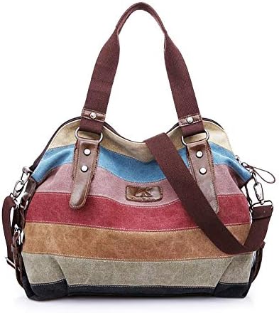 Women's Canvas Bag Striped Tote Bags Hobos Shoulder Bag Handbag