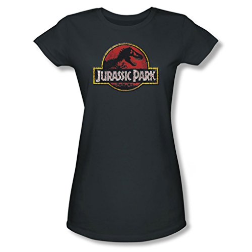 Jurassic Park - Womens Stone Logo T-Shirt In Charcoal, Small, Charcoal