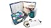 Polite Society Recipe Cards and Box Set - 24 4x6 Recipe Cards - Durable Tin Box - Sky Blue Floral Print with Gold Finish - Keep Recipes Protected and Organized