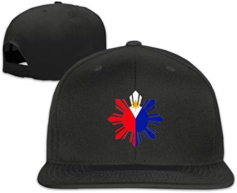 Jusxout Philippines Pride Star Flag Snapback Hat Solid Flat Bill Baseball Cap Men Black