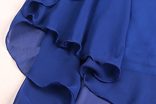 Shawhuaa Womens Batwing Sleeve Irregular Hem Chiffon Blouse T-Shirt Tops X-Large Royal Blue - Thumbnail 3