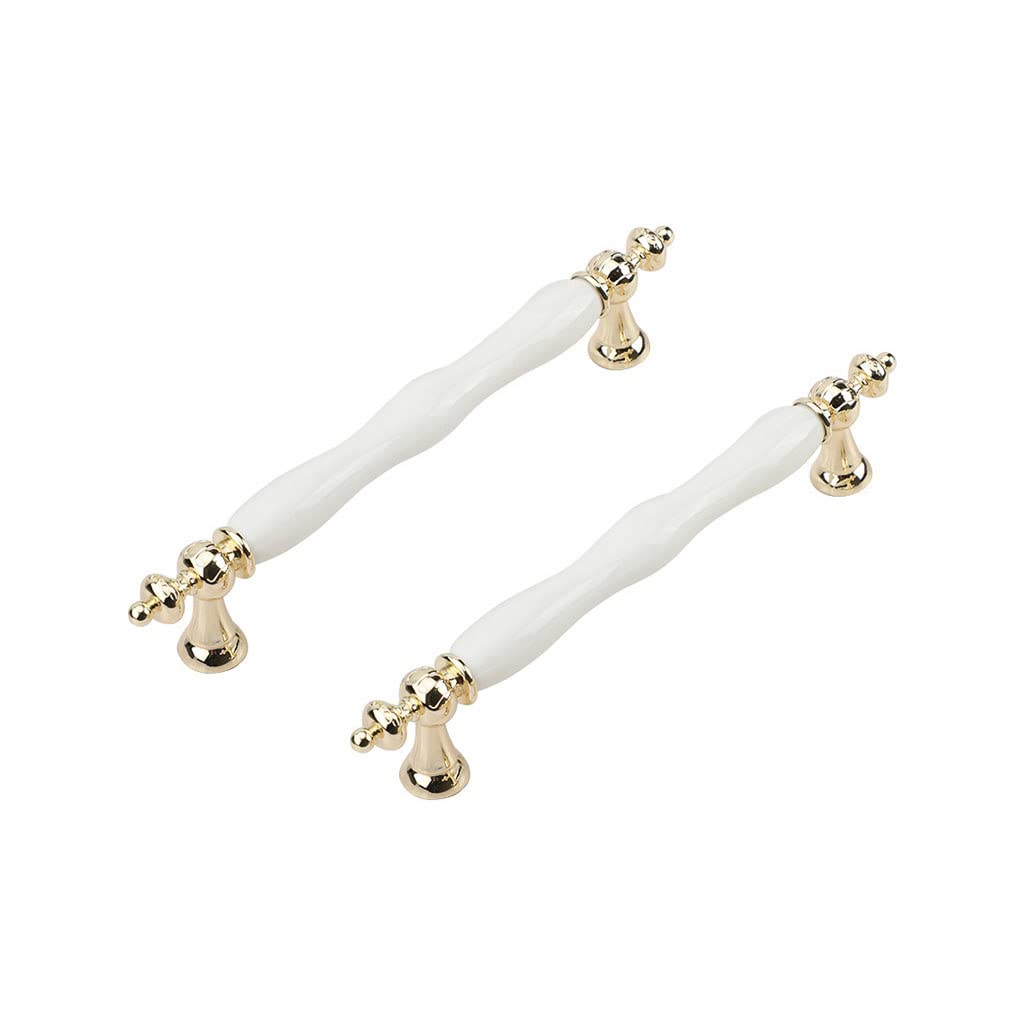 SYDARSYN 2 Pcs Vintage Ceramic Cabinet Door Handles Furniture Kitchen Drawer Pulls Cupboard Door Handles Bars Handles Zinc Alloy Wardrobe Knobs 160mm