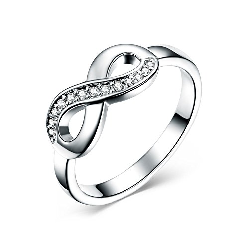 Serend Fashion Plated 8 Shaped Knot Tiny CZ Rings for Women Jewelry, Size 8