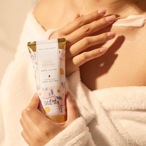 Spa Gifts for Women, Spa Luxetique Spa Gift Baskets with Daisy Scented, 8pc Home Bath and Body Gifts Set, Spa Bath Set Includes Body Lotion, Bubble Bath, Bath Salt, Essential Oil (Daisy)