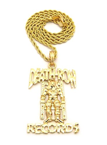 Gomangos Fashion Deathrow Records Charm Pendant with 24" Rope Snake Chain Necklace Mens
