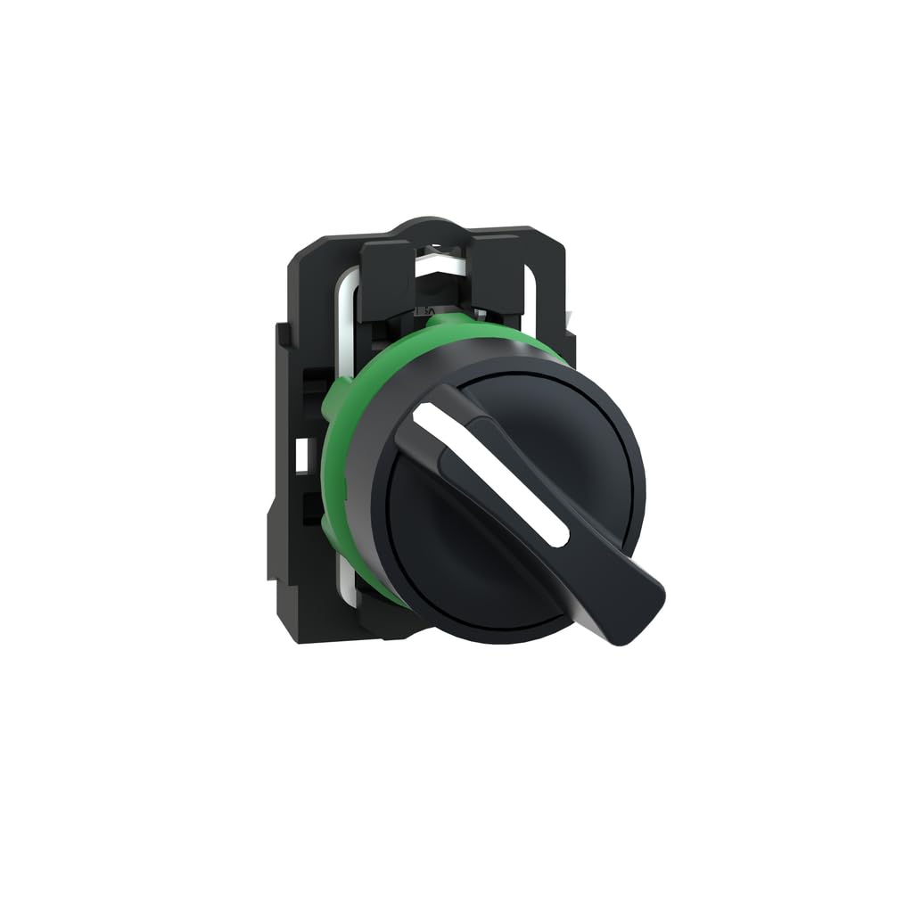 Schneider Electric Harmony XB5 - Selector Switch, Plastic, 2 Positions, Stays Put, Standard handle, 1NO, 22 mm Mount, XB5AD21, Black