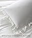NTBAY Linen 3 Pieces Duvet Cover Set Solid Color with Exquisite Ruffles Design, Breathable, King Size, Ivory
