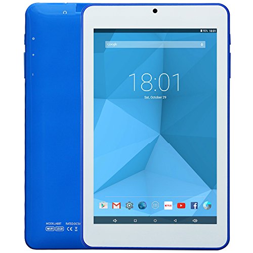 Alldaymall Tablet 16GB, 7'' IPS Display (HD 1280x800), Quad Core, 1GB RAM, Android 5.1 Lollipop, Wi-Fi, Bluetooth 4.0 - Blue