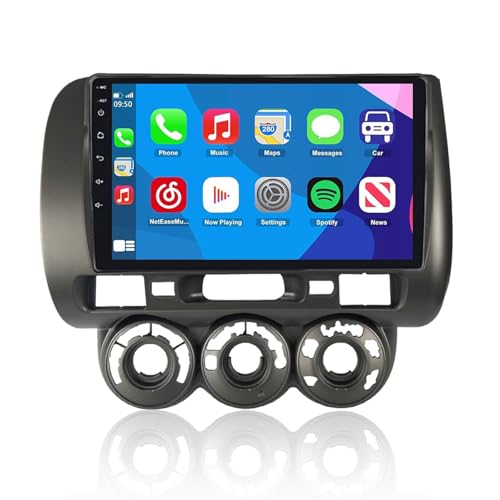 LEXXSON Carplay Android Radio for Honda Fit 2007 / Honda Jazz 2001-2006 with 9 Inch Capacitive Touch Screen High Definition GPS Navigation USB Reader Bluetooth 2G DDR3+32G NAND