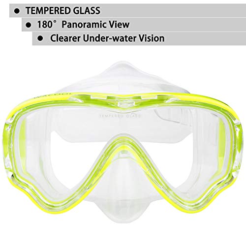 image for WACOOL Snorkeling Snorkel Package Set for Kids Youth Junior, Anti-Fog 