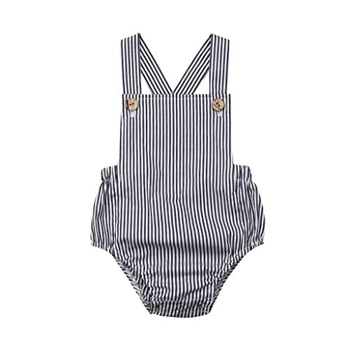 Tronet Cute Onesies for Babies Toddler Baby Kids Girls Boys Sleeveless Solid Stripe Romper Sunsuit Clothes Black