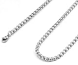 Monily 2-7mm 16-38In Square Rolo Stainless Steel Chain Necklace Round Box Necklace Men Women Jewellery …