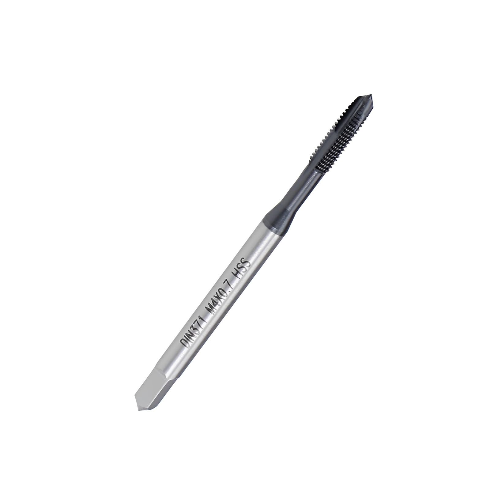 Boxonly Spiral Point Threading Tap M4 x 0.7mm, for Through-Hole Threads, H2 High Speed Steel, TICN Coated Finish, Round Shank with Square End, Metric Drill Thread Screw Taps Tapping Bit 1pcs