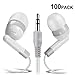 Keewonda Wholesale Earphones Bulk Earbuds KWA08-G Headphones 100 Pack Ear Buds in Ear Classroom Bundle Packs Headphones Disposable Student Earbuds for Kids School Library (Grey/White)