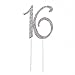 Ella Celebration 16 Cake Topper 16th Birthday Sweet 16 Party Supplies Decoration Ideas Silver Rhinestone Number (Silver)