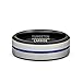 Duke Collections Mens Wedding Band White Brushed with Blue Groove and Black Inside Comfort Fit