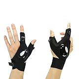 Mural Art Anti-Slip Half Finger Gloves LED Flashlight Luminous Multipurpose Glove for Repairing and Working in Darkness Places, Outdoor Sports, Fishing, Camping, Hiking, Running (left + right)
