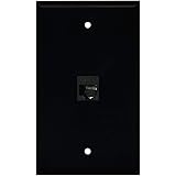 BUPLDET 1 Port Ethernet Wall Plate - Cat6 RJ45 Ethernet Wall Plate Female to Female Faceplate - Black