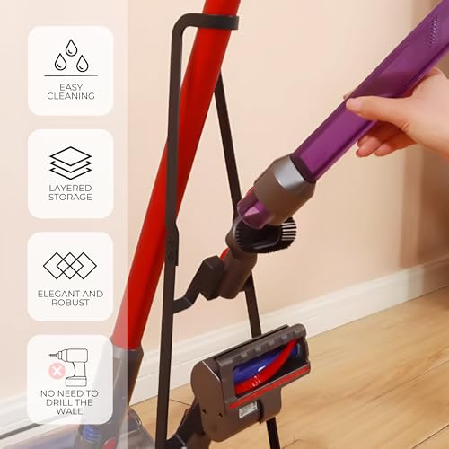 MAGIC SELECT Vacuum Cleaner Holder Compatible with Dyson V15 V6 V7 V8 V10 V11 Metal Floor Shelf Without Drilling Wall Vacuum Cleaner Storage Organizer Holder