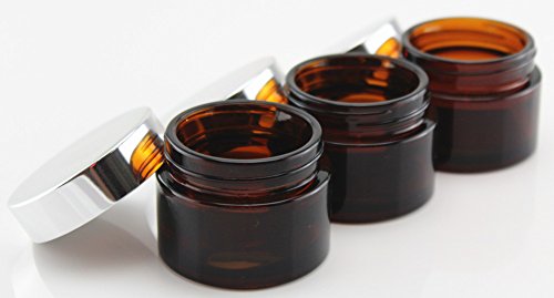 Moyishi Glass 2 oz Amber Salve Jar w/ Silver Lid 4 pk
