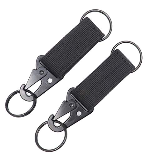 DETUCK(TM Tactical Nylon Belt Keepers Key Ring Keychain Clip Strap Belt Clip Holder Molle Bag Backpack Accessories (Black-2 Pack)