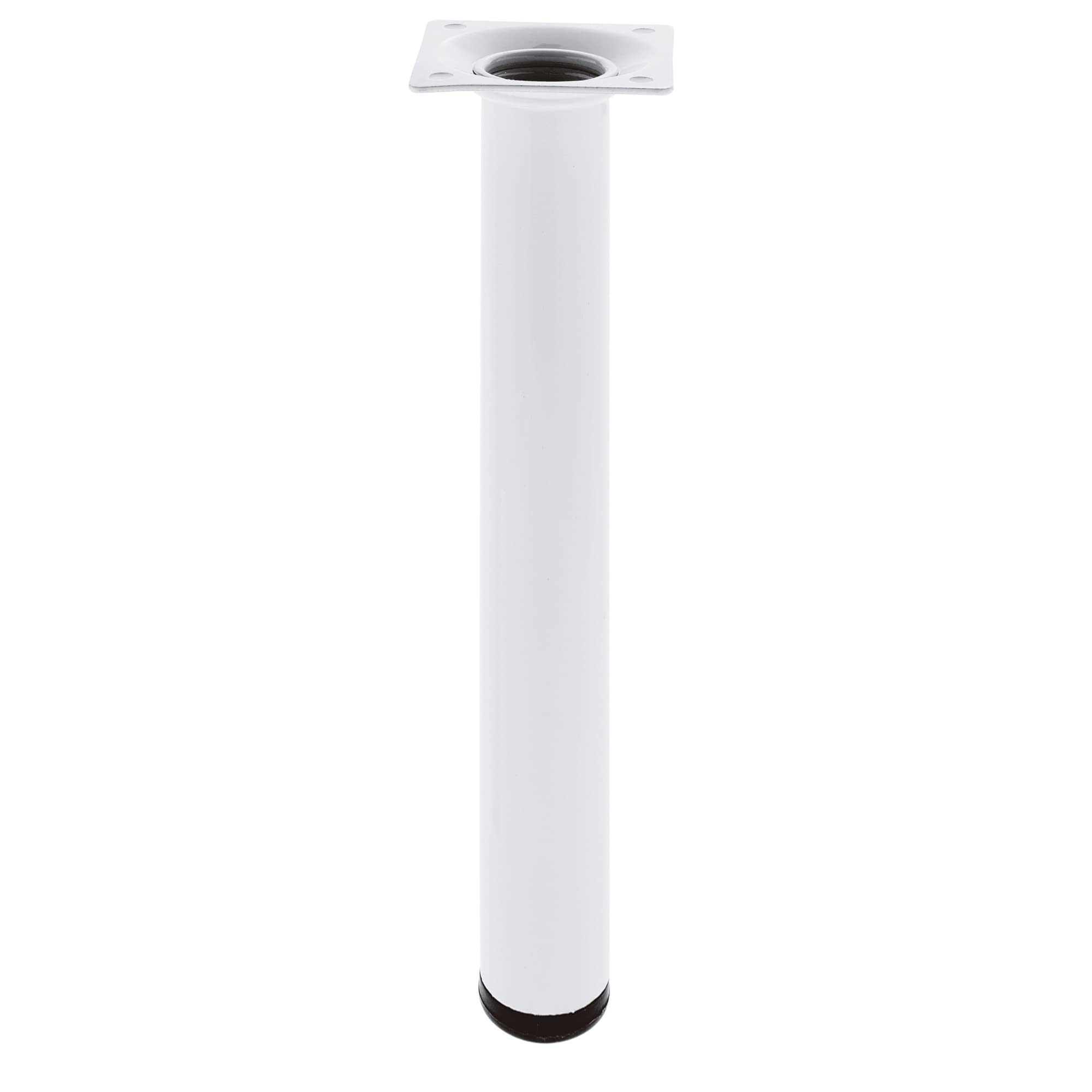 Amig - Round Furniture Leg - 30X350 cm - Steel - For Coffee Tables, Bedside Tables, Chests of Drawers... - Anti-Scratch Cap - Heavy-Duty - Silver - Fixings Included