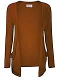 Ladies Women Boyfriend Open Cardigan Withc Pockets All Sizes (S/M (UK 8-10 US 4-6), Mocha)