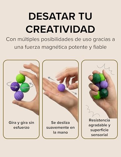 Magnetic Fidget Toys - Anti-Stress Toy with Magnetic Balls - Focus Points for Stress Relief and Concentration (Green-Purple)