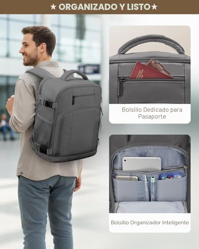 ZHXX Travel Backpack Travel Backpacks for Airplane 55 x 40 x 20 44L Compatible with Ryanair|EasyJet|Wizz Air|Vueling.Includes 17 Inch Laptop Compartment and Pocket with Security Closure