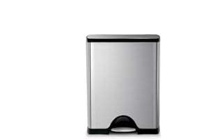 simplehuman 50 Liter / 13.0 Gallon Rectangular Kitchen Step Trash Can, Brushed Stainless Steel