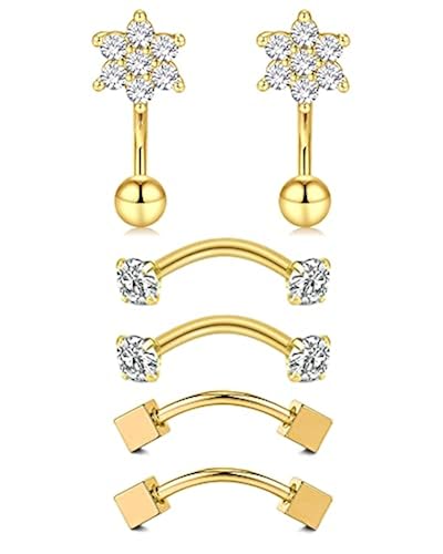 MODRSA Gold Rook Piercing Jewelry Surgical Steel Eyebrow Piercing