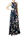 Berrygo Women's Chic Sleeveless Backless Halter Floral Print Split Maxi Dress Dark Blue,0/2