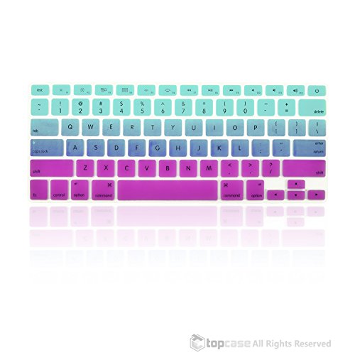 TOP CASE - Faded Ombre Series Keyboard Cover Skin Compatible with MacBook 13" Unibody/Old Generation MacBook Pro 13" 15" 17" /MacBook Air 13"/Wireless Keyboard-Light Blue&Purple