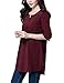 Women Shirts and Blouses,Messic Women's on Sale Tunic Length Tops for Leggings V Neck Cuffed Sleeve Loose Fit Summer Casual Petite Tunic Top (Wine,XX-Large)